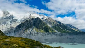 glaciar derretido en la isla sur de Nueva Zelanda