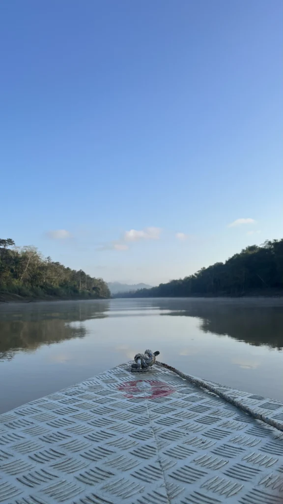 en barca surcando el rio Kinabatangan